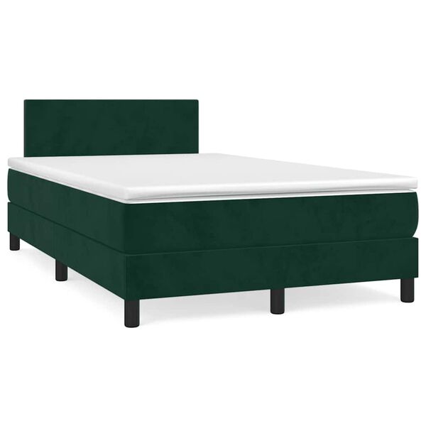 vidaXL Cama box spring con colch&oacute;n terciopelo verde oscuro 120x200 cm