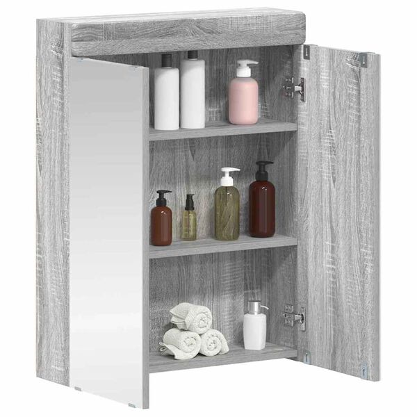 vidaXL Armario con espejo de ba&ntilde;o TULUM Gris Sonoma 60 x 16,5 x 78 cm