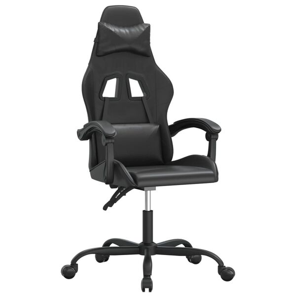 vidaXL Silla gaming giratoria cuero sintético negro
