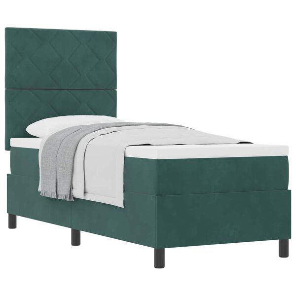 vidaXL Cama tipo Box Spring con colch&oacute;n Verde oscuro 80 x 200 cm tela