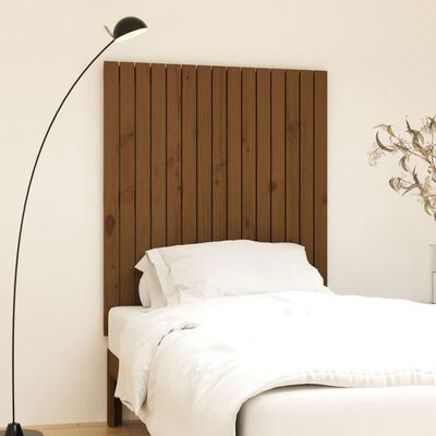 vidaXL Cabecero cama pared madera maciza pino marrón miel 95,5x3x110cm