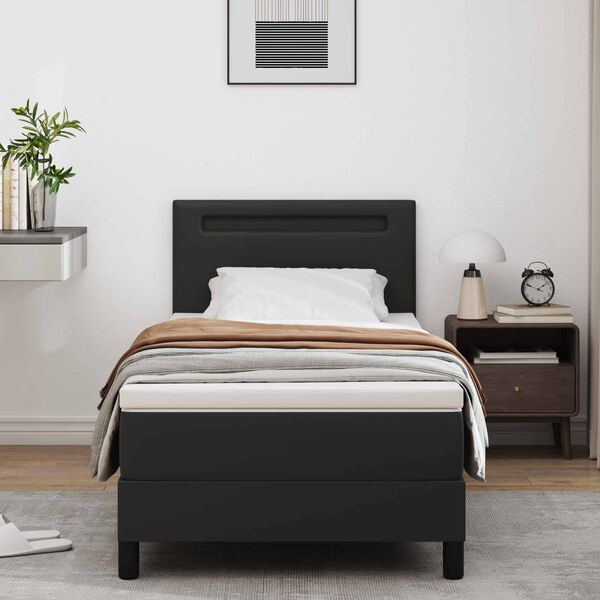vidaXL Cama tipo Box Spring Negro 90 x 200 cm Cuero sint&eacute;tico