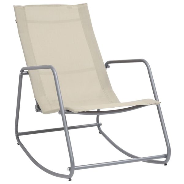 vidaXL Silla mecedora de jard&iacute;n textilene crema 95x54x85 cm