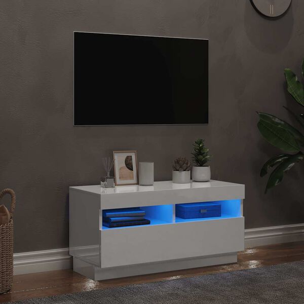 vidaXL Mueble de TV con luces LED blanco brillante 80x35x40 cm