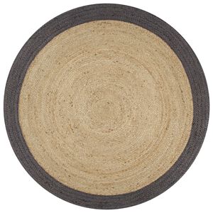 vidaXL Alfombra hecha a mano de yute con borde gris oscuro 120 cm