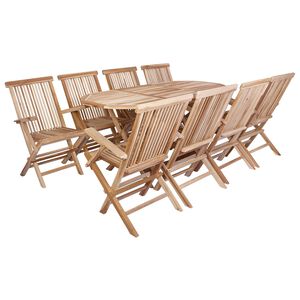 vidaXL Conjunto de Muebles de Jard&iacute;n 9 uds. Natural