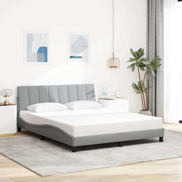 vidaXL Estructura de cama sin colch&oacute;n Hanko tela gris claro 160x200 cm