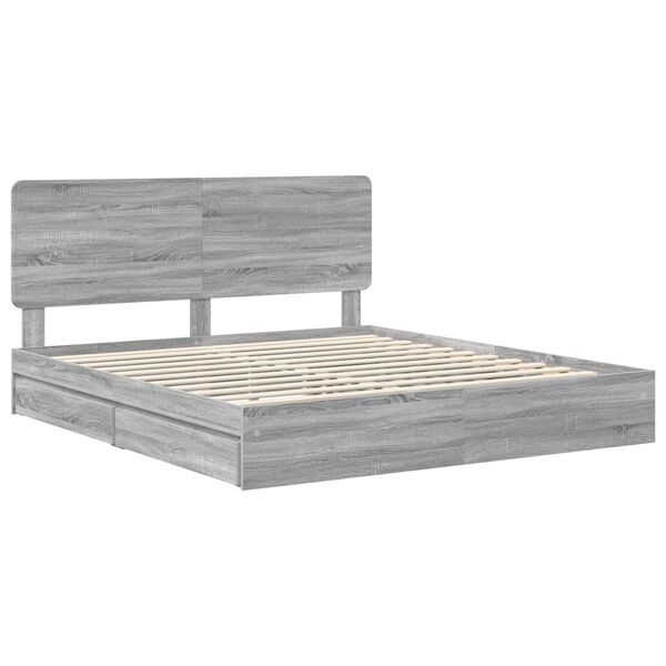 vidaXL Cama con almacenamiento con cabecera Gris Sonoma 180 x 200 cm