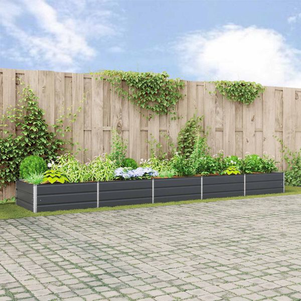 vidaXL Jardinera Antracita 195 x 100 x 45 cm Acero Galvanizado