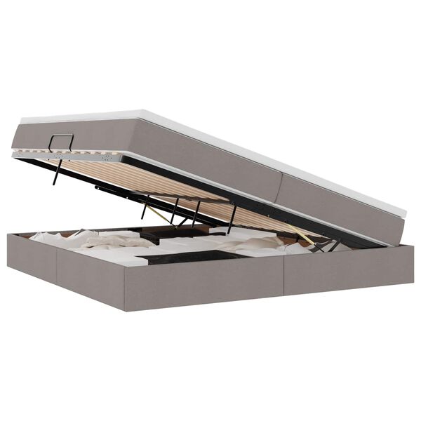 vidaXL Cama con almacenamiento y colch&oacute;n Taup&eacute; 200 x 200 cm Poli&eacute;ster