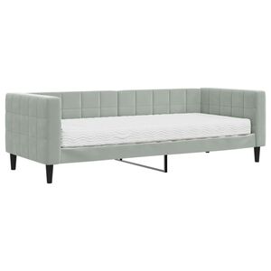 vidaXL Sof&aacute; cama con colch&oacute;n terciopelo gris claro 80x200 cm