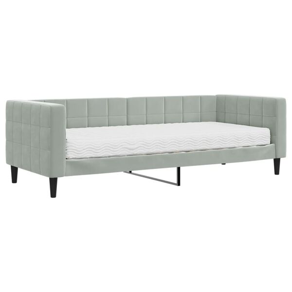 vidaXL Sofá cama con colchón terciopelo gris claro 80x200 cm