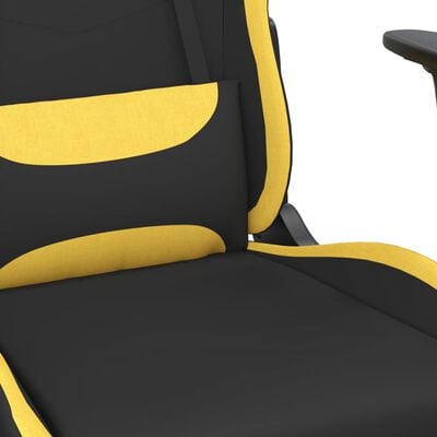 vidaXL Silla gaming con reposapiés tela amarillo y negro