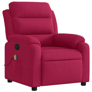 vidaXL Sill&oacute;n de masaje reclinable de terciopelo vino tinto