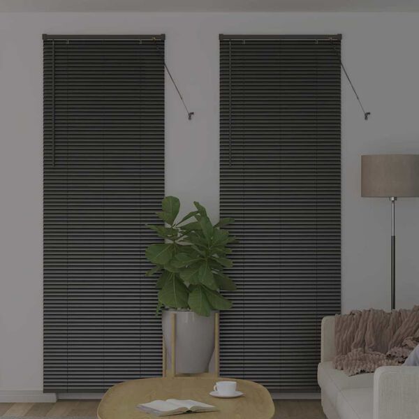 vidaXL Persianas venecianas con cortinas Negro 220 x 70 cm Aluminio