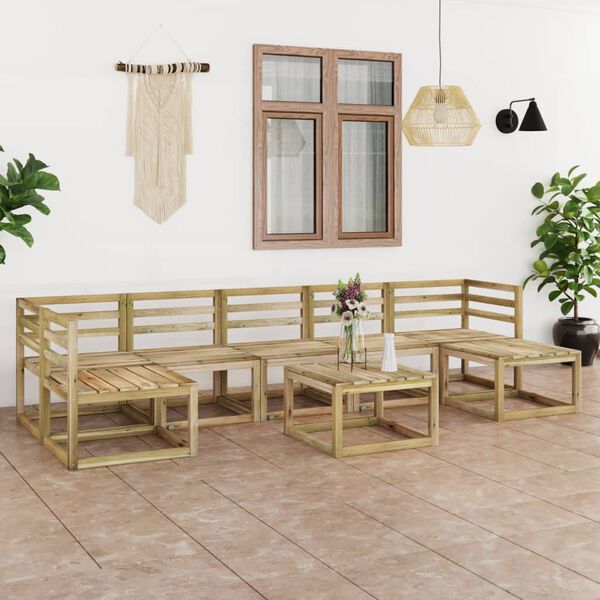 vidaXL Set de muebles de jard&iacute;n 8 pzas madera de pino impregnada verde
