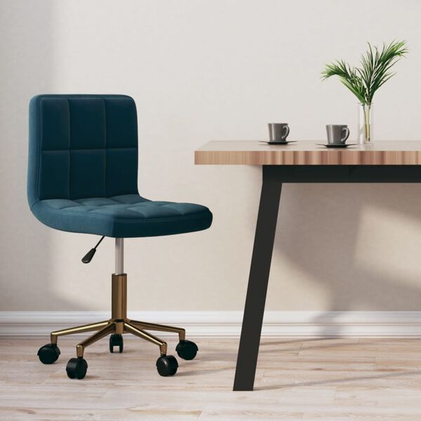 vidaXL Silla de comedor giratoria de terciopelo azul