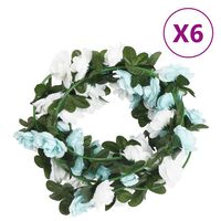 vidaXL Guirnaldas de flores artificiales 6 uds azul y blanco 240 cm