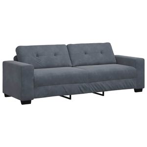 vidaXL Sof&aacute; de 3 plazas gris oscuro, 220x78x80 cm, terciopelo