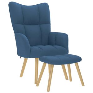vidaXL Sill&oacute;n de relax con taburete tela azul