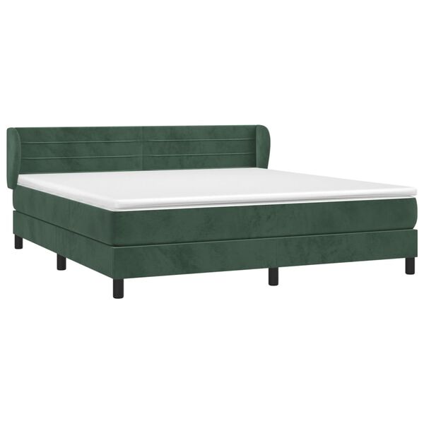 vidaXL Cama box spring con colch&oacute;n terciopelo verde oscuro 160x200 cm
