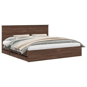 vidaXL Estructura de cama Roble Marr&oacute;n 200 x 200 cm Madera Ingenieril