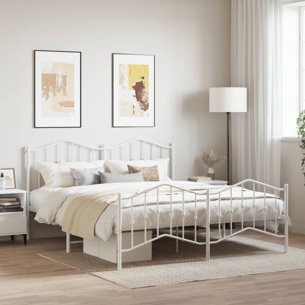 vidaXL Estructura cama sin colch&oacute;n con estribo metal blanco 160x200 cm
