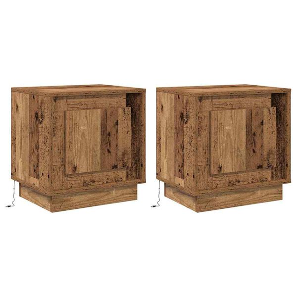 vidaXL Armario de Noche 2 pcs Madera vieja 44 x 34,5 x 45 cm