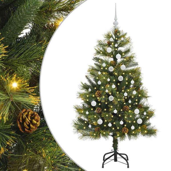 vidaXL Árbol de Navidad artificial con ramas plegables y conos 150 cm
