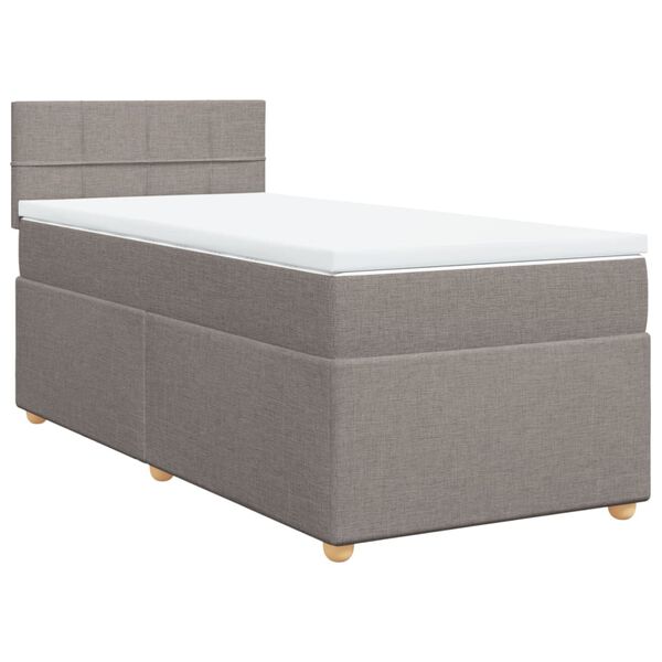 vidaXL Cama box spring con colch&oacute;n tela gris taupe 90x190 cm