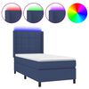 vidaXL Cama box spring colch&oacute;n y luces LED tela azul 90x200 cm