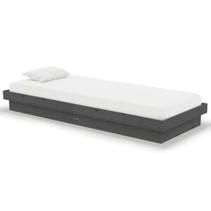 vidaXL Estructura de cama individual sin colch&oacute;n madera maciza gris