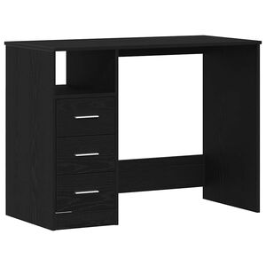 vidaXL Escritorio con cajones contrachapada roble negro 102x50x76 cm