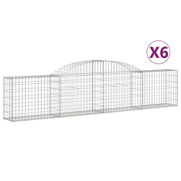 vidaXL Cestas de gaviones 6 uds forma de arco hierro 300x30x60/80 cm