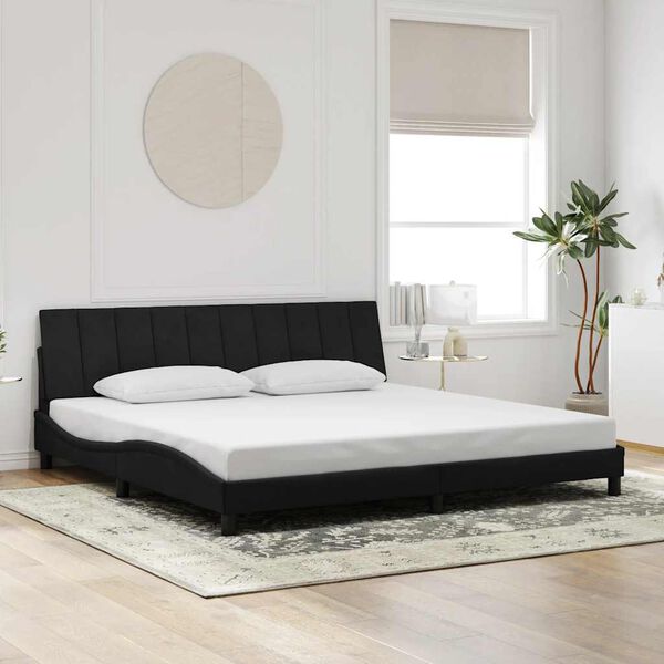 vidaXL Estructura de cama sin colch&oacute;n Hanko terciopelo negro 200x200 cm
