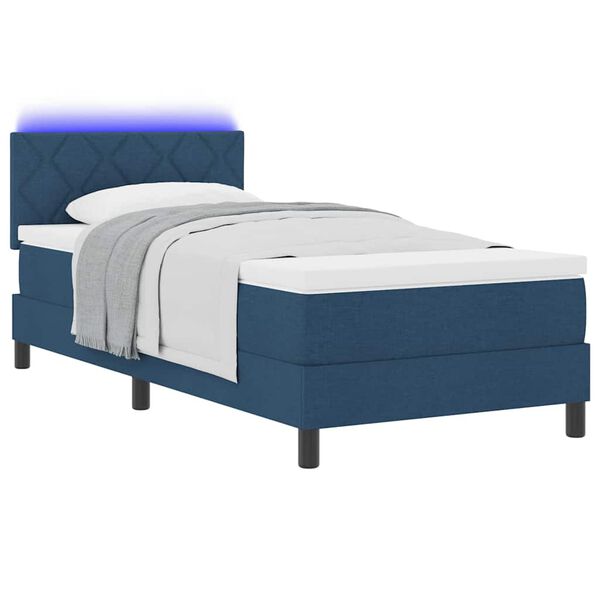 vidaXL Cama tipo Box Spring con colch&oacute;n con LED Azul 100 x 200 cm tela