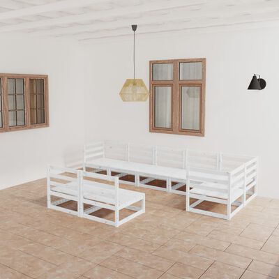 vidaXL Set de salón de jardín de 8 piezas blanco madera maciza de pino