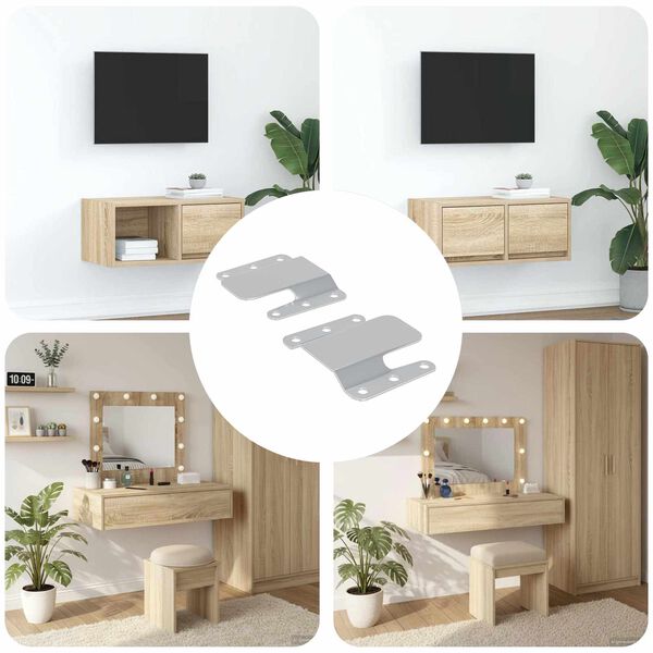 vidaXL Soporte de Montaje Flush 2 pcs Plateado 75 x 66 x 1,4 mm Acero