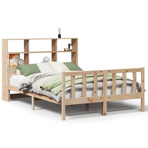 vidaXL Cama con estanter&iacute;a sin colch&oacute;n madera maciza de pino 160x200cm