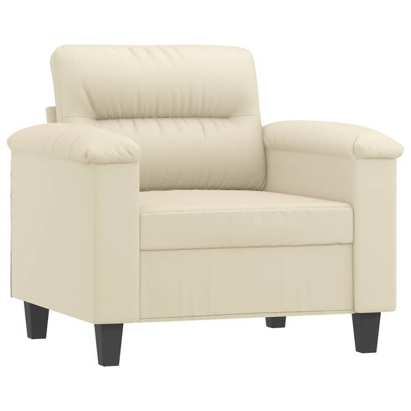 vidaXL Sill&oacute;n con taburete cuero sint&eacute;tico color crema 60 cm