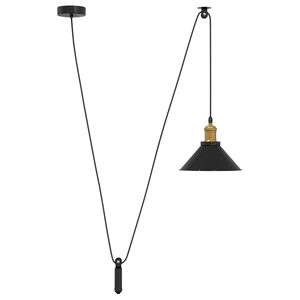 vidaXL L&aacute;mpara colgante regulable en altura E27 negro brillante &Oslash; 22cm