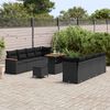 vidaXL Conjunto de sof&aacute;s de jard&iacute;n 11 pcs Negro rat&aacute;n sint&eacute;tico