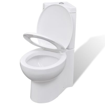 vidaXL Inodoro WC de esquina cerámica blanco