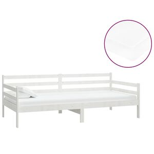 vidaXL Sof&aacute; cama con colch&oacute;n madera de pino maciza blanco 90x200 cm