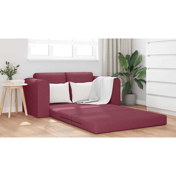 vidaXL Sof&aacute; cama 60cm Rojo vino tela