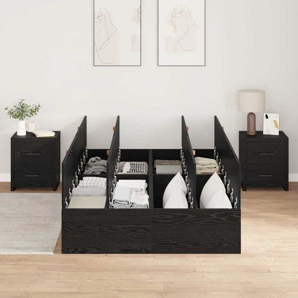 vidaXL Cama con almacenamiento Roble Negro 120 x 190 cm