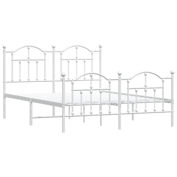 vidaXL Estructura cama sin colch&oacute;n con estribo metal blanco 135x190 cm