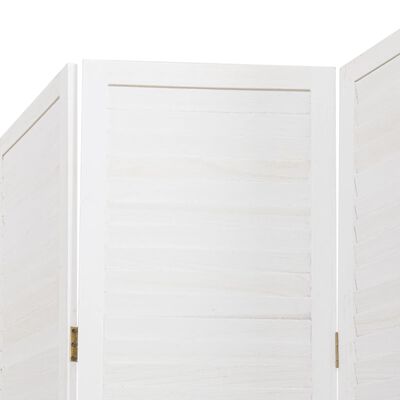 vidaXL Biombo separador de 3 paneles madera maciza Paulownia blanco