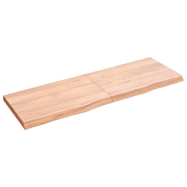 vidaXL Encimera ba&ntilde;o madera maciza tratada marr&oacute;n claro 120x40x(2-4)cm