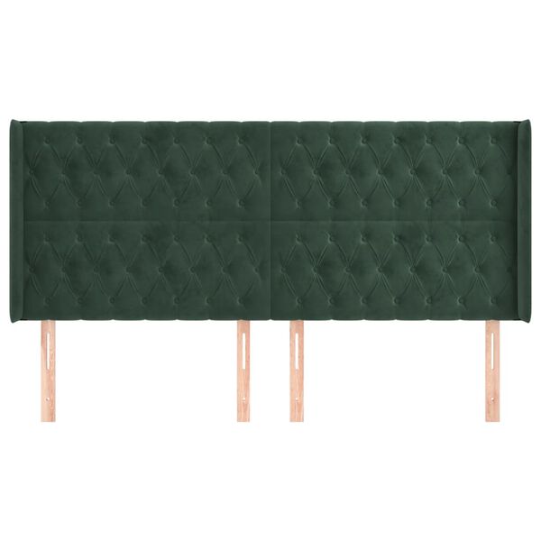 vidaXL Cabecero con orejas de terciopelo verde oscuro 203x16x118/128cm